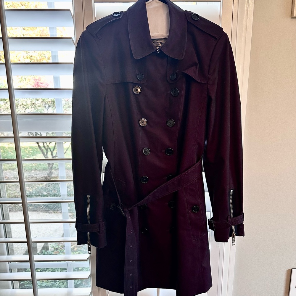 Burberry Trench Coat - Rare Red Wine color - 2016 vintage, like new